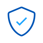 Blue shield with checkmark icon