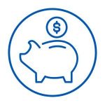 Blue icon of piggy bank